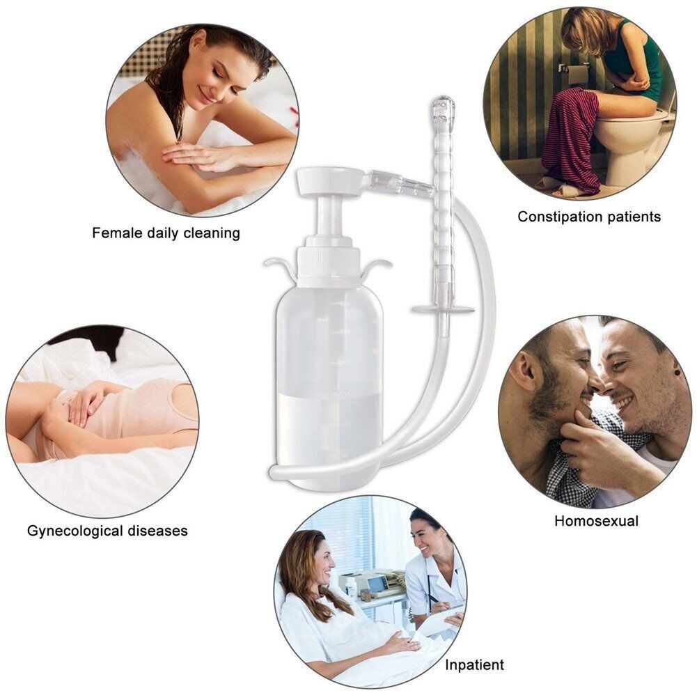 300ml Pump Action Douche Enema Bottle with Nozzle Vaginal Anal Cleaning