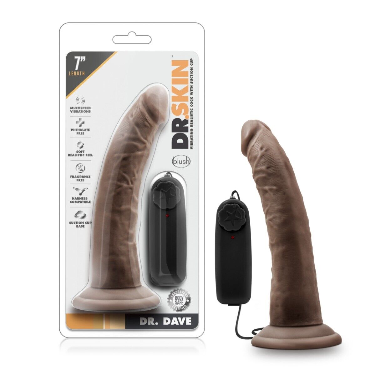 Vibrating 7" Black Realistic G-spot Anal Cock Dildo Strap-on Harness Compatible