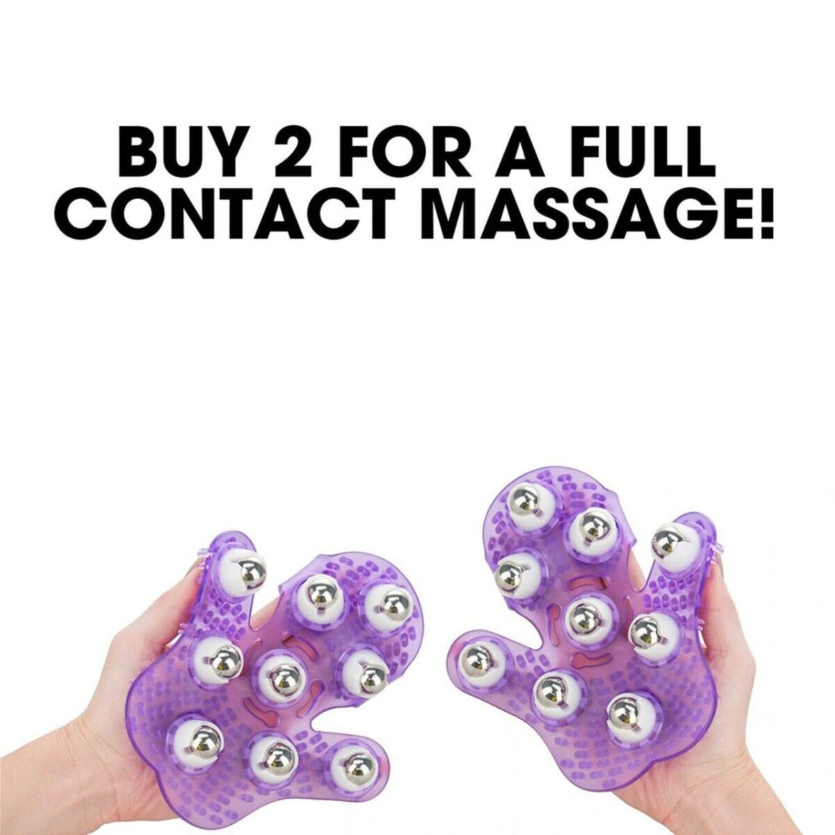 2x Hand Held 360-degree Roller Balls Full Body Massager Glove