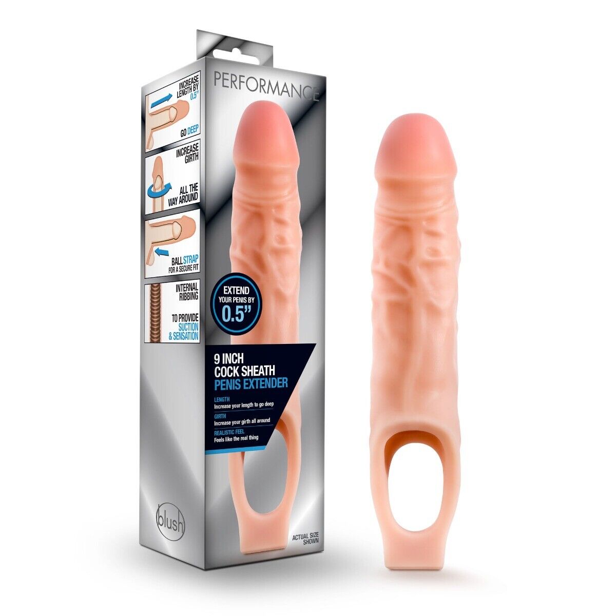 10 Inch Cock Sheath Male Penis Extension Extender Girth Enhancer Enlarger