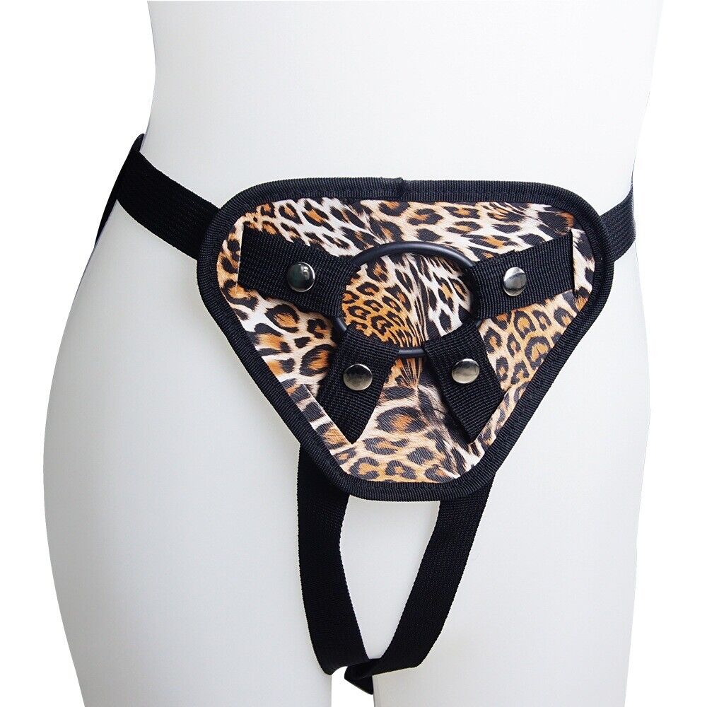 Leopard Print Adjustable Universal Strap-on Harness with O Rings Sex Toys