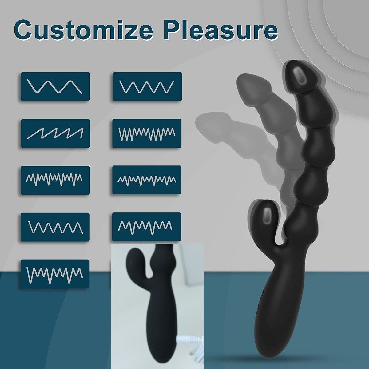 Bendable G-spot Clit Anal Rabbit Vibrator Beads Prostate Massager Sex Toys