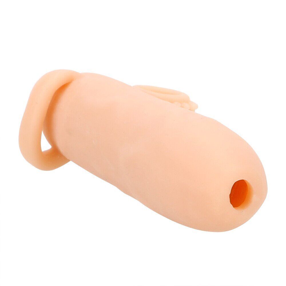 Realistic Vibrating Penis Extension Girth Enhancer Sleeve Cock and Ball Ring