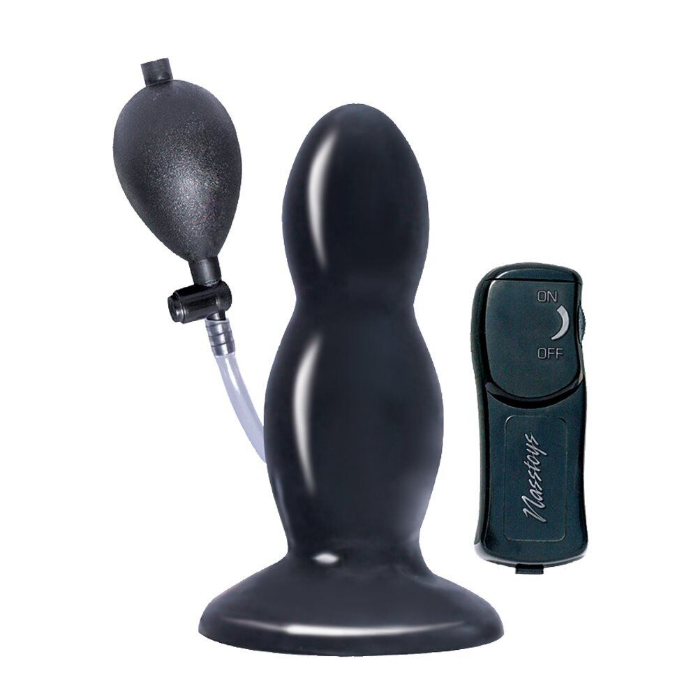Ram Inflatable Expandable Vibrating Butt Plug Anal Balloon Dildo Dong Sex Toy