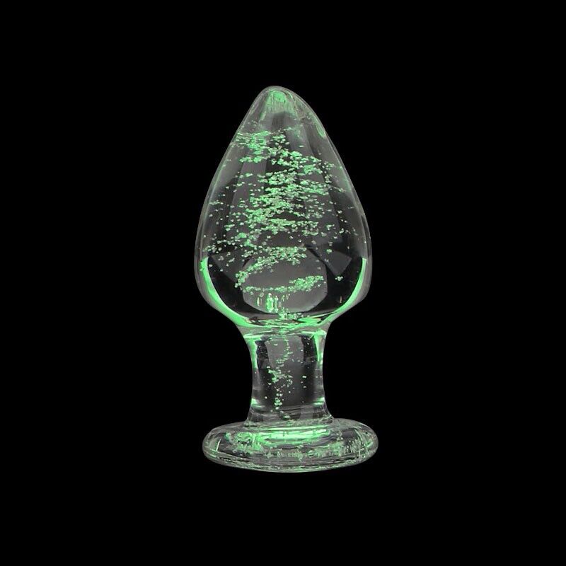 Glow-In-The-Dark Glass Butt Plug Anal Play Sex Toys for Men Women Couples