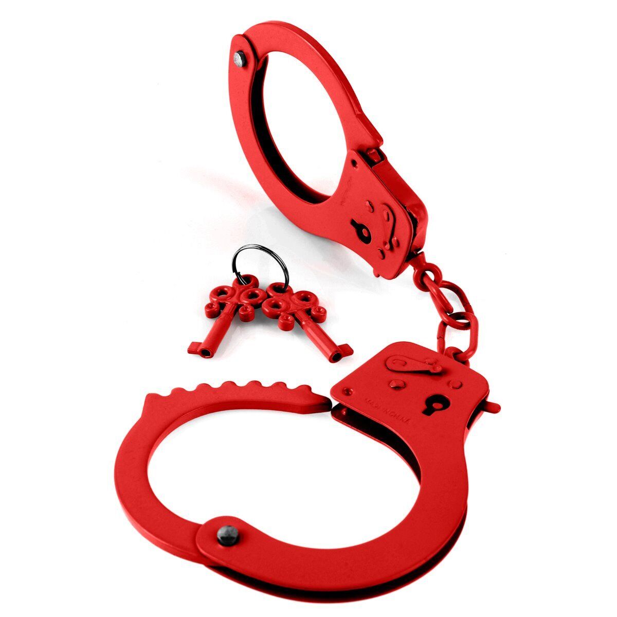 Red Steel Metal Handcuffs Restraints Wrist Cuffs Not for Professional Use