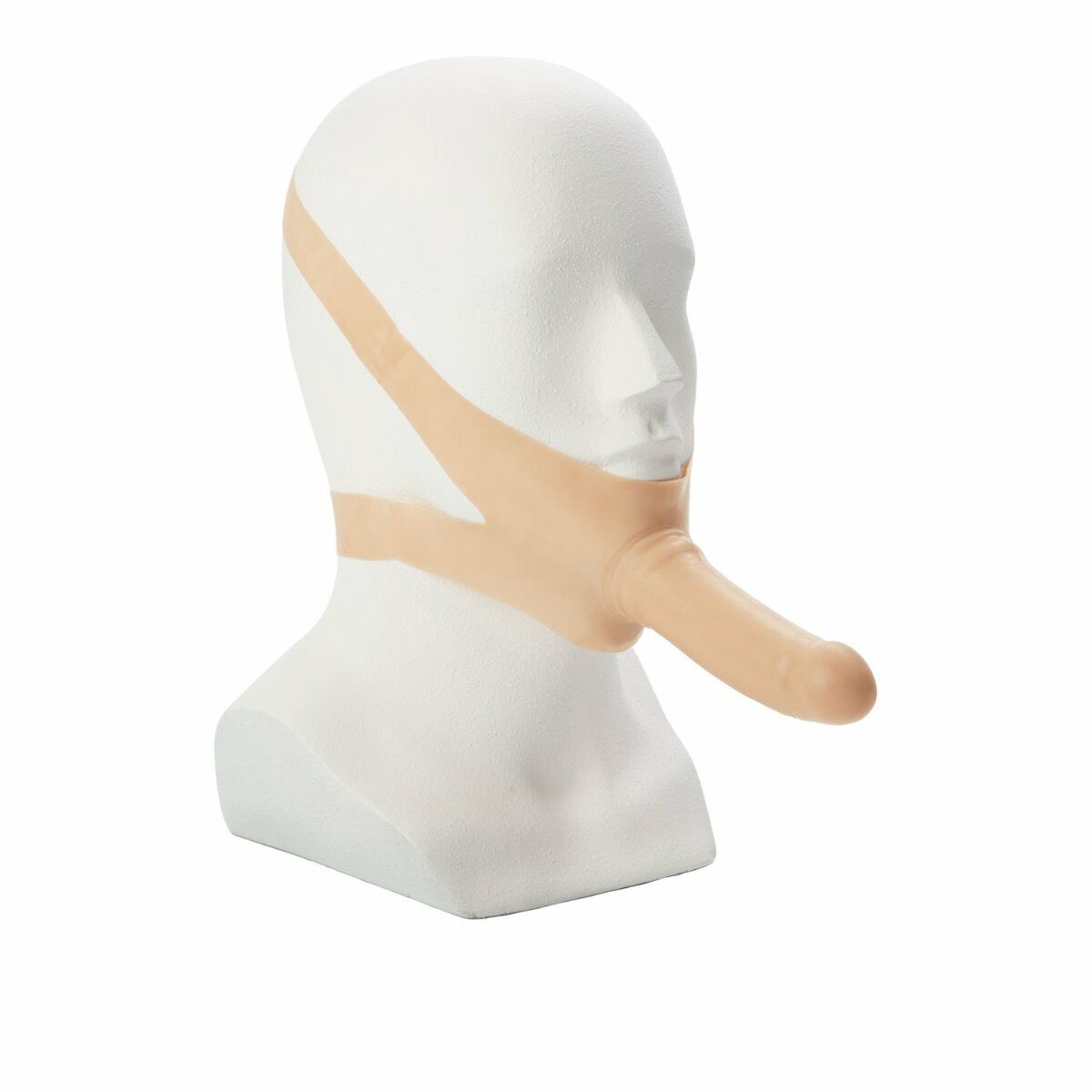 Accommodator Latex Dong Dildo Cock Oral Sex Accessory Chin Strap-on Sex Toy