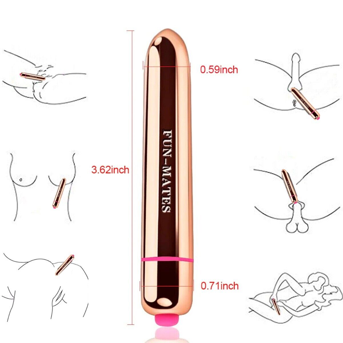 16 Mode Rose Gold Bullet Clit Vibrator Foreplay Sex Toys for Couples Women