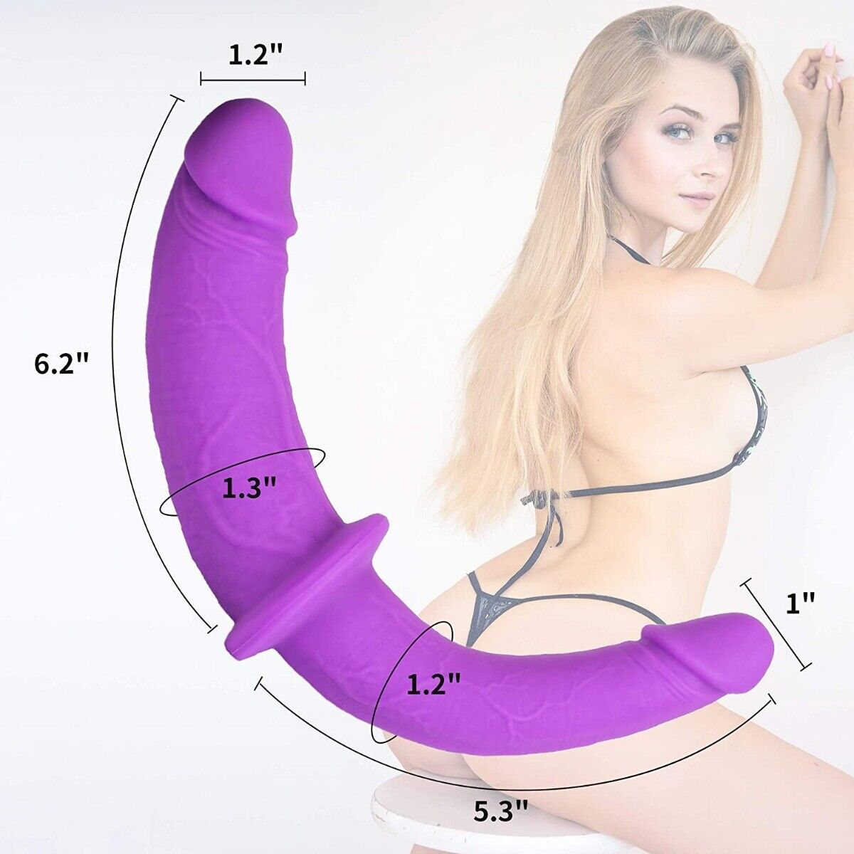 Silicone Bendable Strapless Strap-on Double End Dildo Sex-toy for Women Lesbian