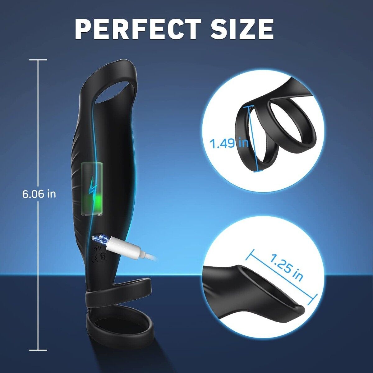 Wireless Vibrating Triple Cock Ring Penis Extension Sleeve Girth Enlarger