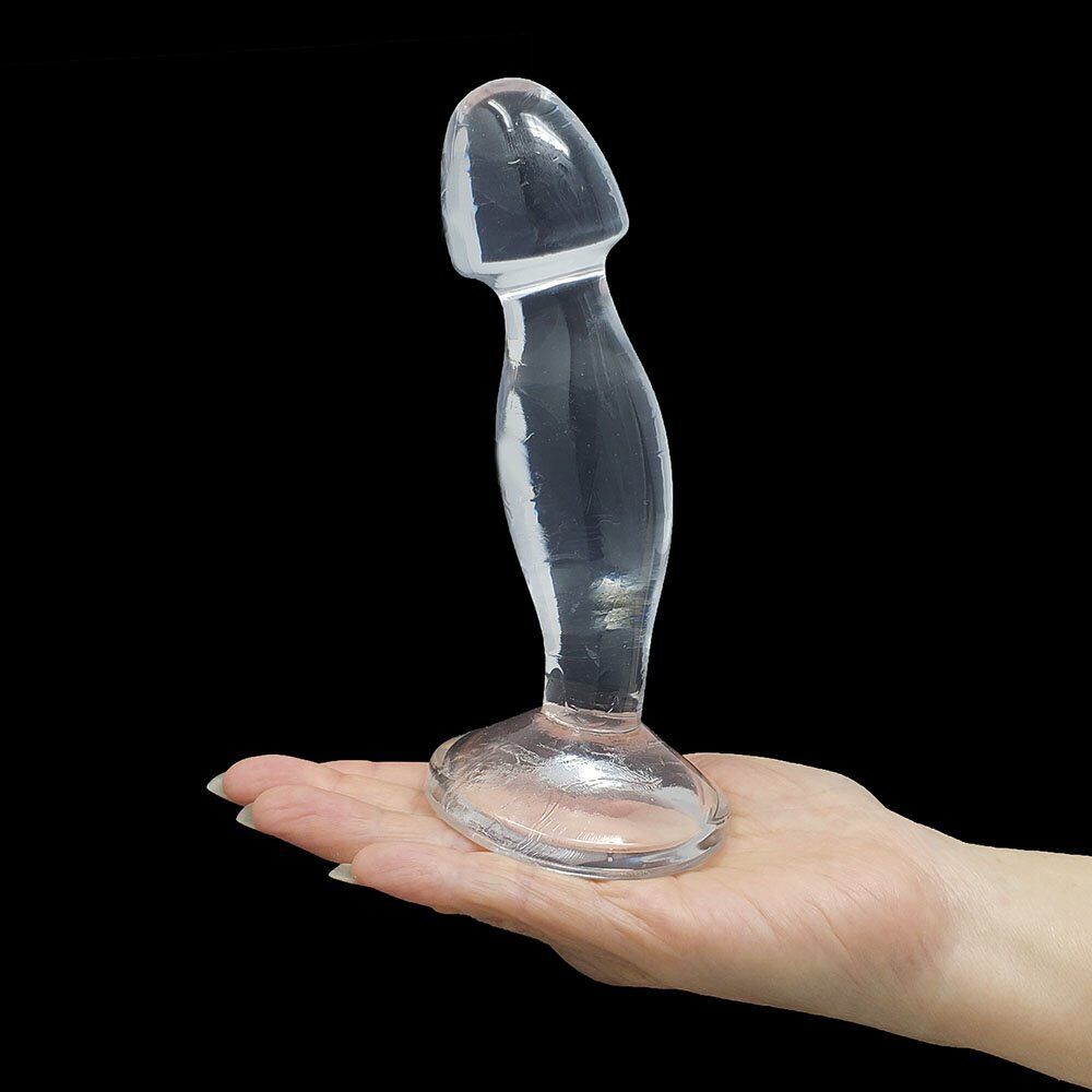 Clear Jelly P-spot Anal Butt Plug Dildo Prostate Massager Probe Suction Cup