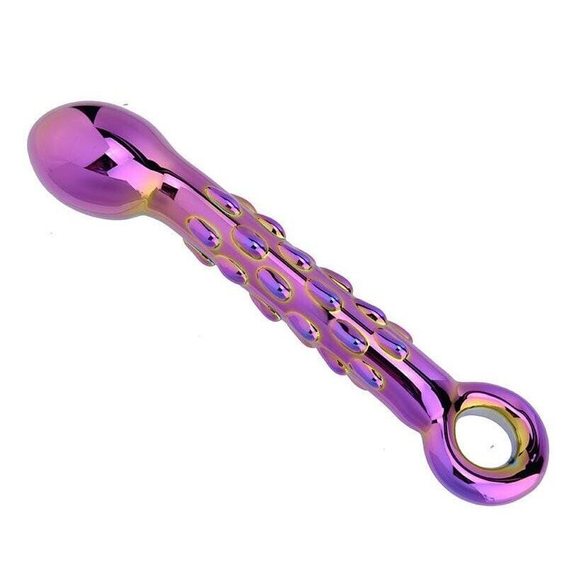 Rainbow Glass G Spot Dildo Anal Butt Plug Prostate Massager Probe Sex Toys
