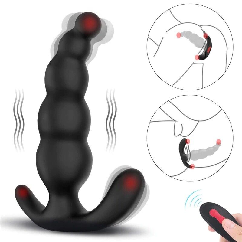 Remote Control Vibrating Prostate Massager Anal Beads Butt Plug Stimulator Vibe