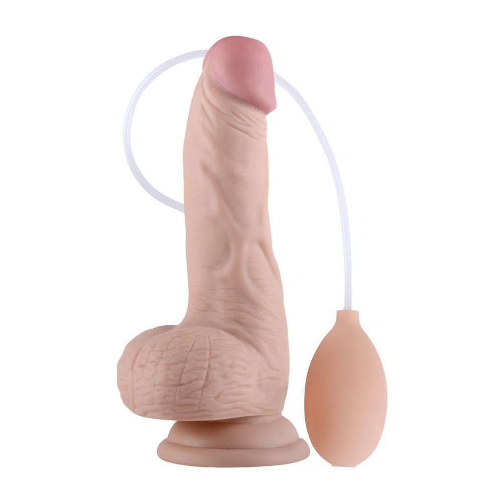 Soft Realistic Ejaculating Squirting G-spot Dildo Dong Cock & Balls Suction Cup
