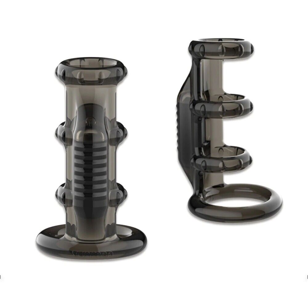 Vibrating Male Penis Ring Cock Cage Girth Enhancer Sleeve Sex Toys