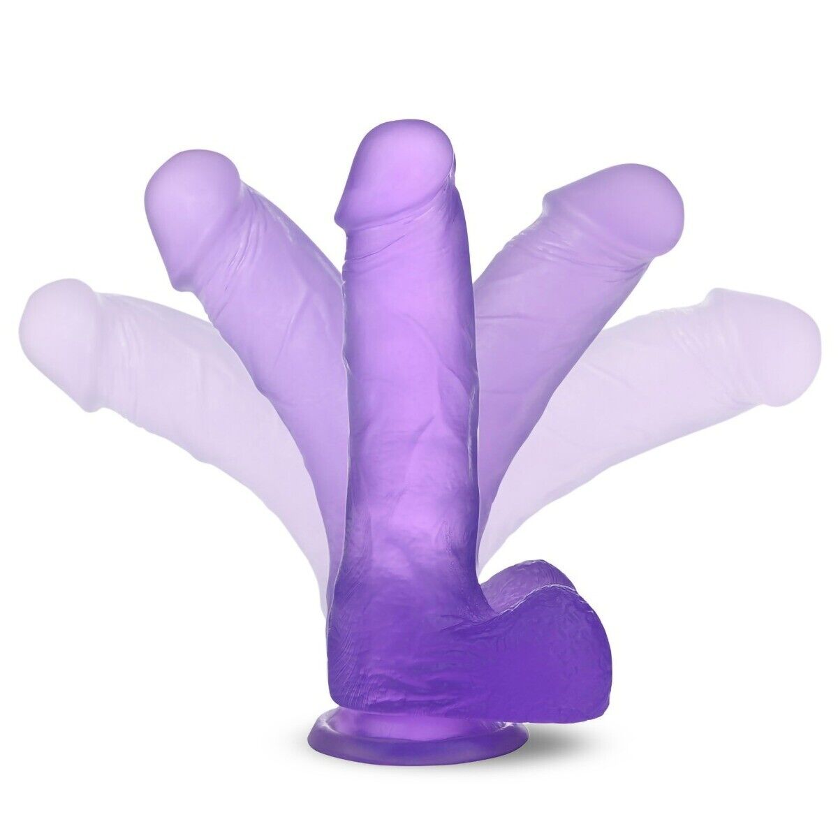 Purple Jelly Thick Cock with Balls G-spot Anal Dildo Hands Free Suction Cup