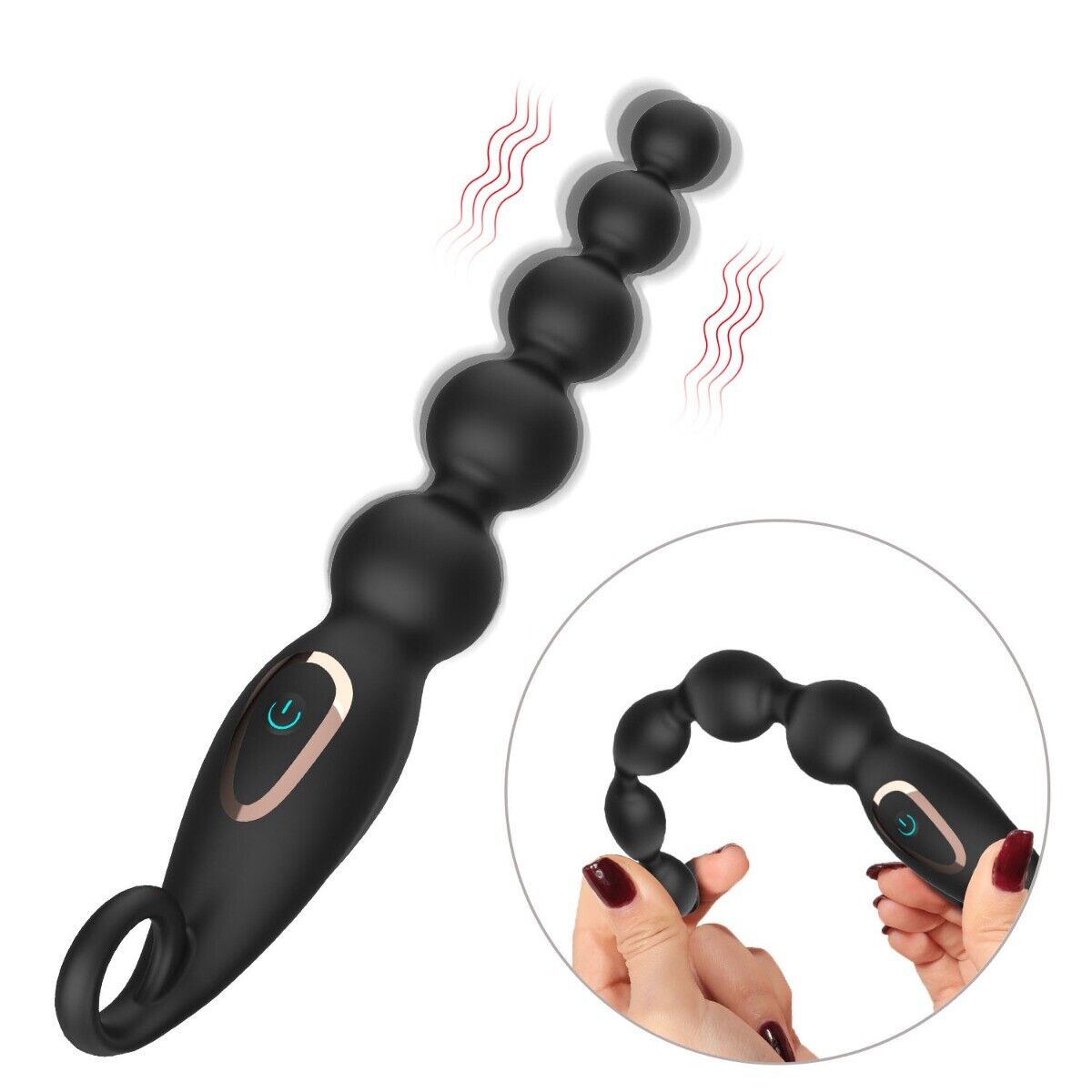 Silicone Vibrating Anal Beads Butt Plug Vibrator Sex Toys for Men Women Couples