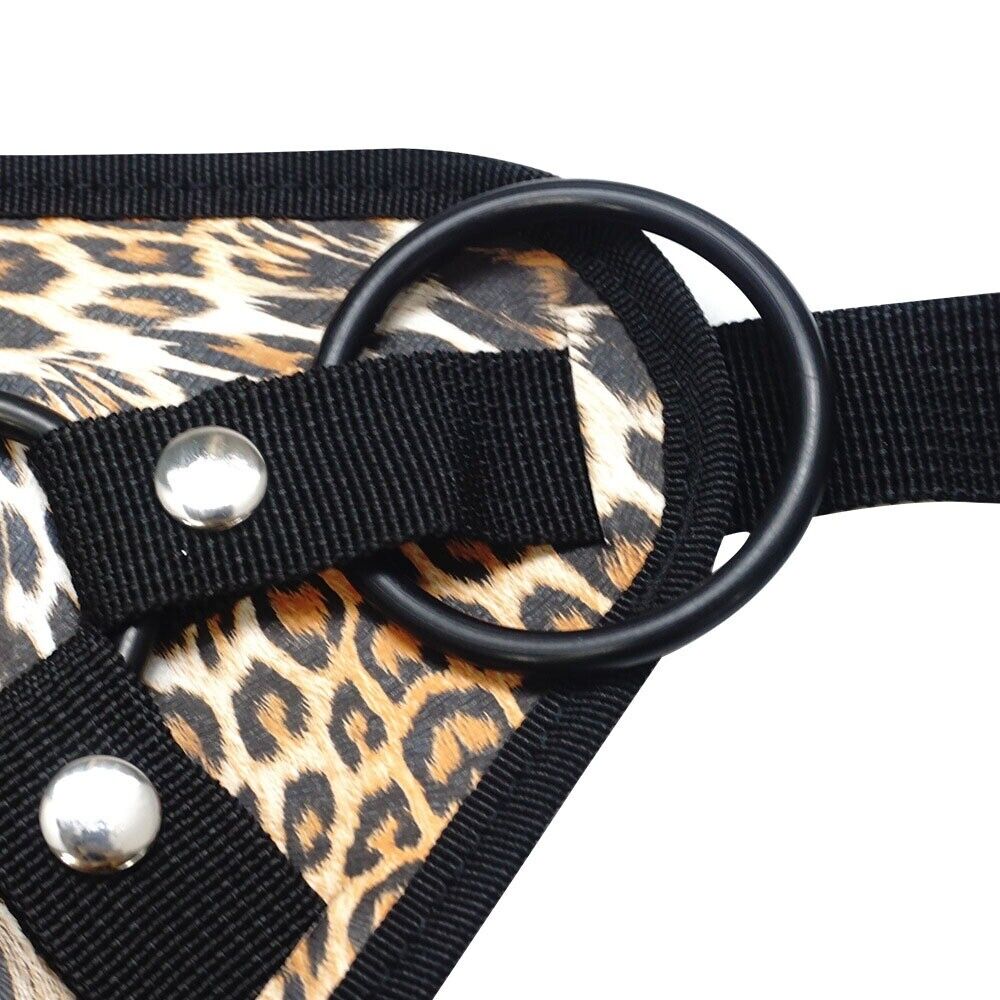 Leopard Print Adjustable Universal Strap-on Harness with O Rings Sex Toys