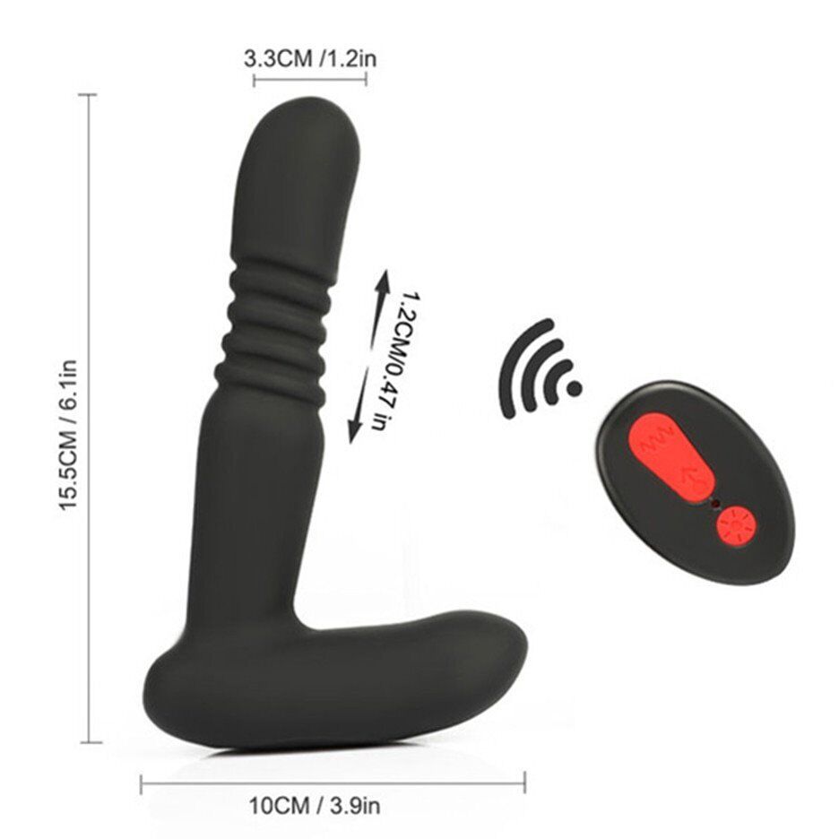 Wireless Warming Thrusting Anal Plug Vibe Prostate Massager for Men Women Couple