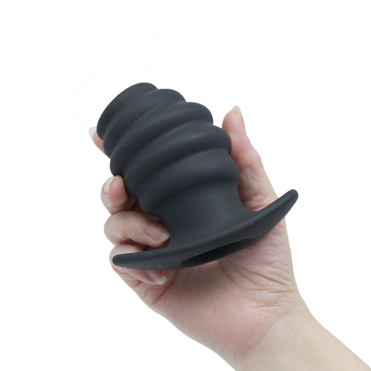 Silicone Ribbed Hollow Tunnel Butt Plug Stretcher Anal Play Sex Toys