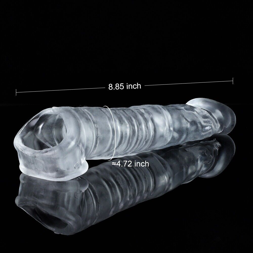 Add2.5" Clear Penis Extension Sleeve Extender Cock Cage Sheath Enlarger Enhancer