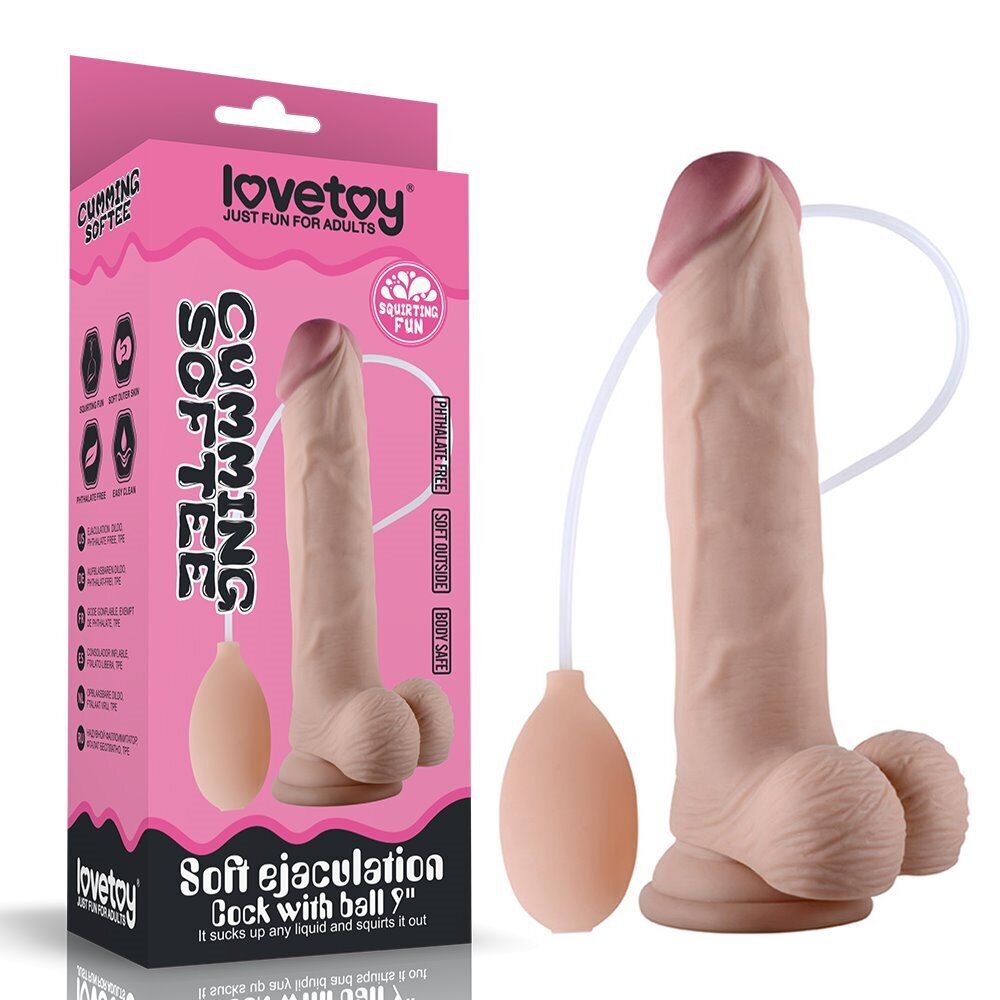 Soft Realistic Ejaculating Squirting G-spot Dildo Dong Cock & Balls Suction Cup