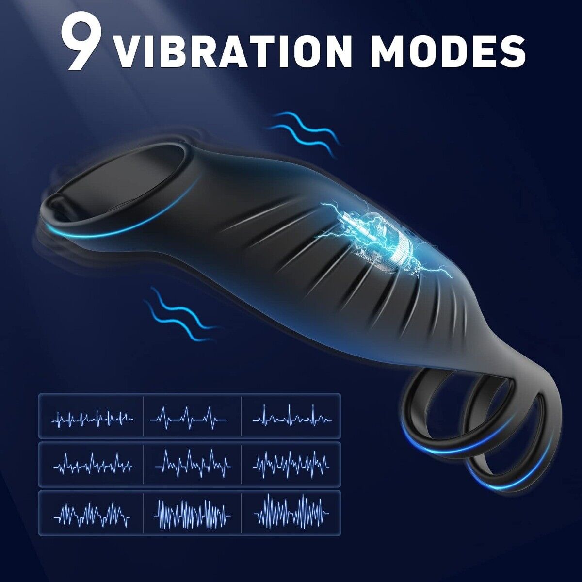 Wireless Vibrating Triple Cock Ring Penis Extension Sleeve Girth Enlarger