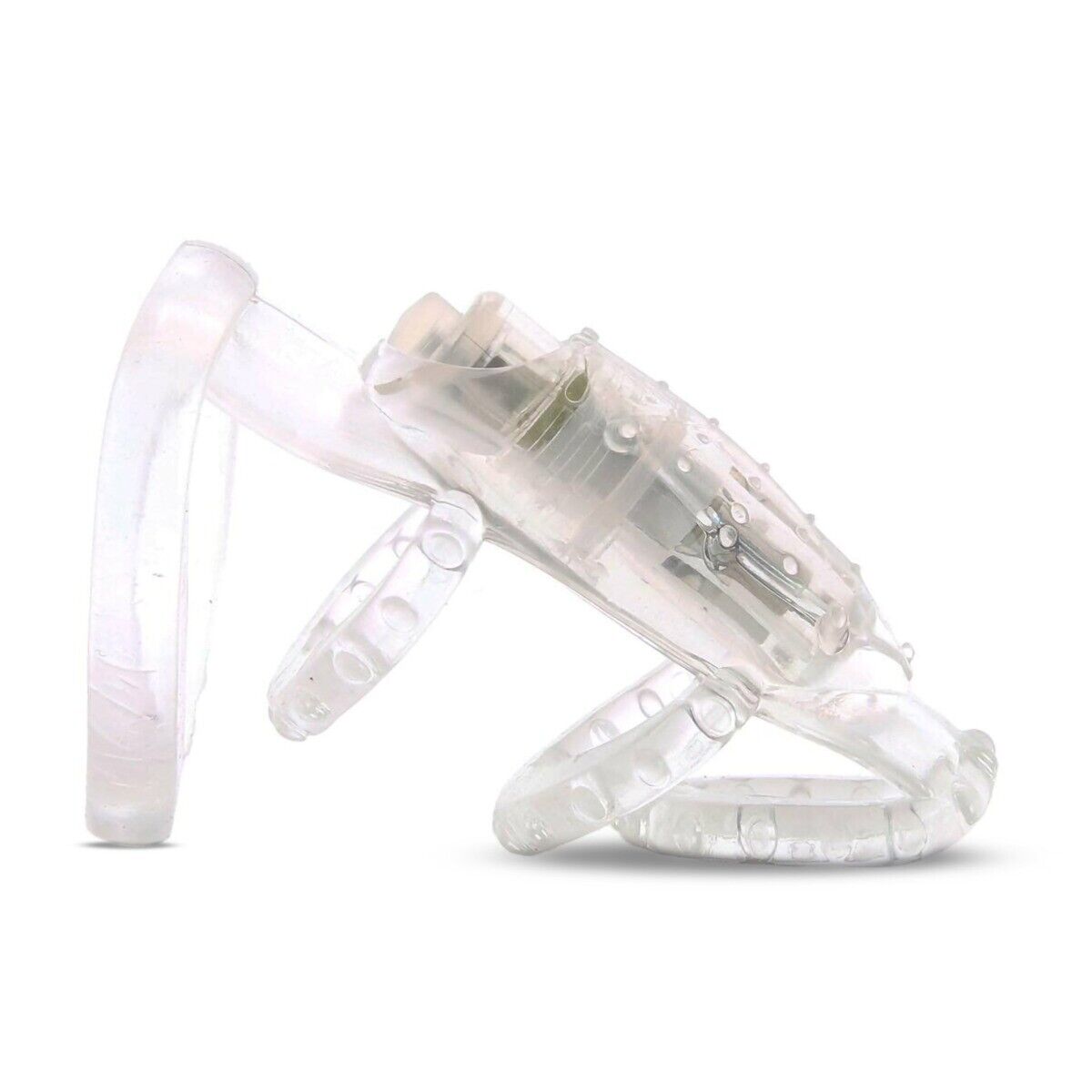 Clear Vibrating Power Cock Cage Penis Ring Sleeve Extension Girth Enhancer