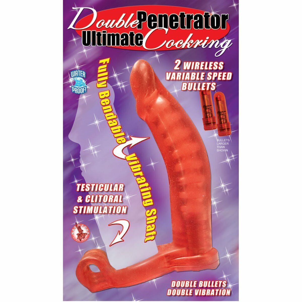 Double Penetrator Penetration Ultimate Vibrating Cock Ring w/ DP Anal Sex Dildo