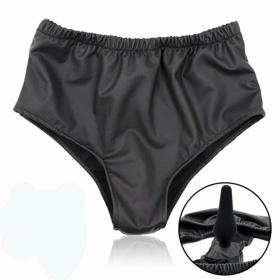Wearable Male Underwear Shorts Brief Panty Thong + Silicone Anal Butt Plug