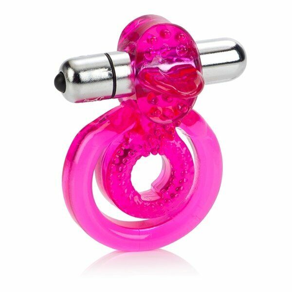 Dual Clit Flicker Tongue Vibrating Penis Erection Enhancer Cock Ring Sex Toy