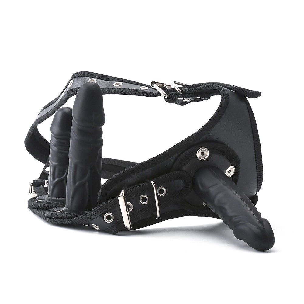 Ultra Harness Female Strap-on with 3 Silicone Dildo Anal Plug Lesbian Sex Toys