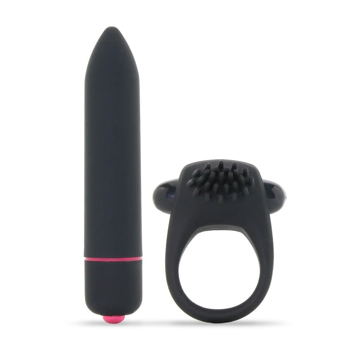 Vibrating Male Penis Enhancer Cock Ring and Bullet Vibrator Couple Sex Toys