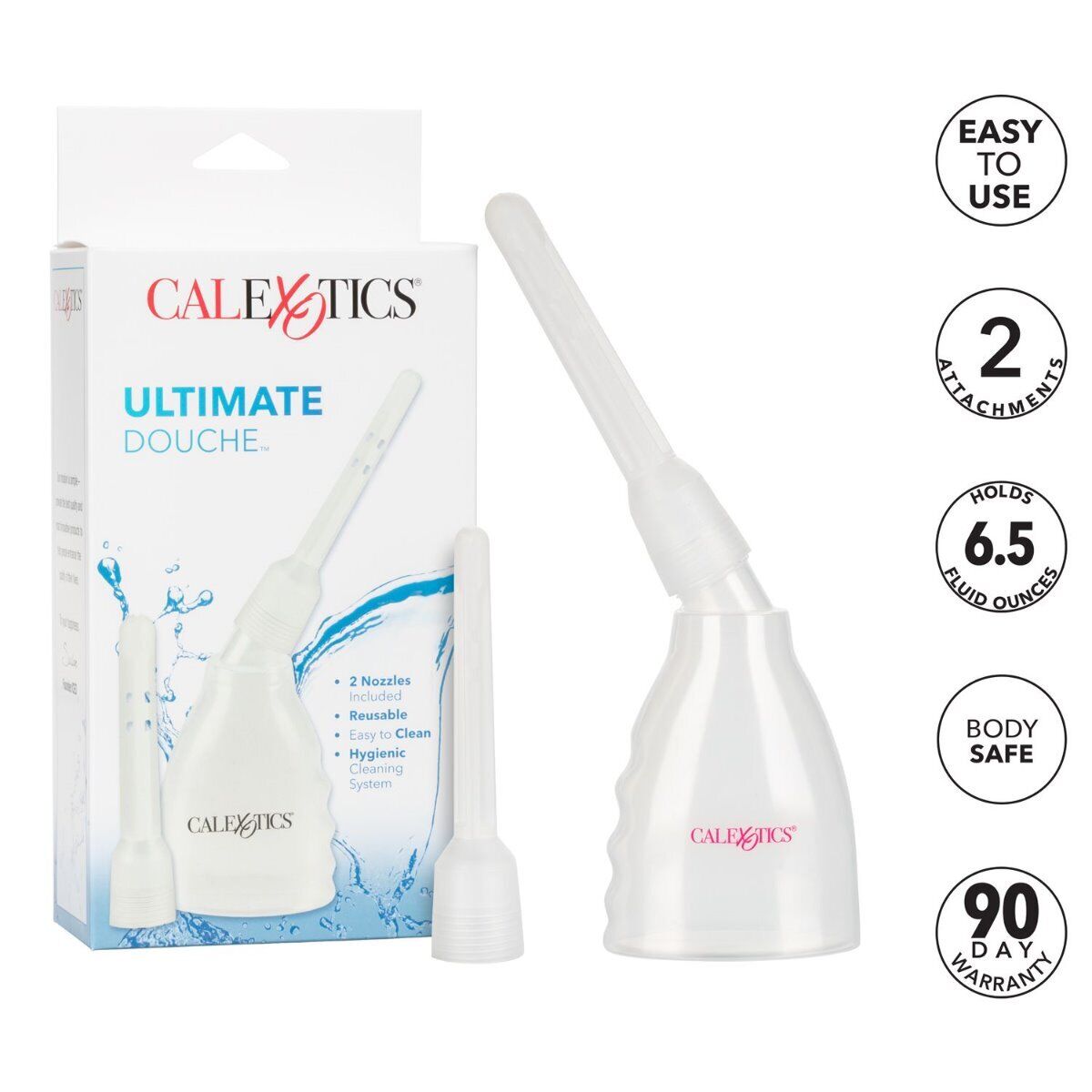 Reusable Vaginal Anal Cleansing Douche and Enema System with 2 Nozzles