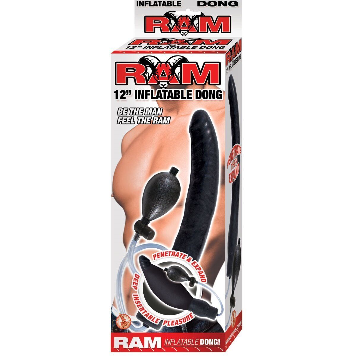Ram Huge Large 12" Expendable Inflatable Dong Dildo Cock Anal Sex Balloon Pump