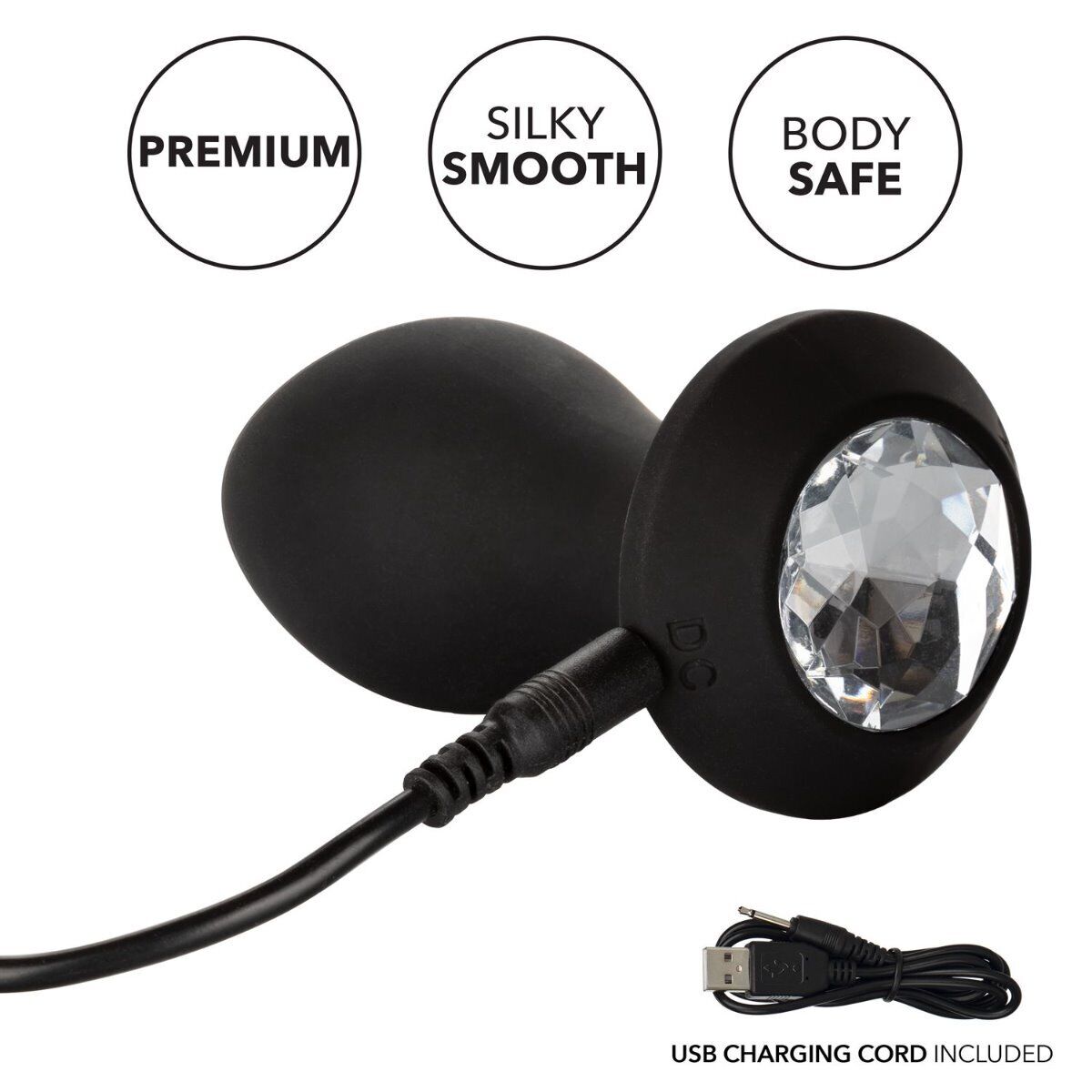 Power Gem Vibrating Crystal Probe Anal Butt Plug Vibrator Anal Sex Toys