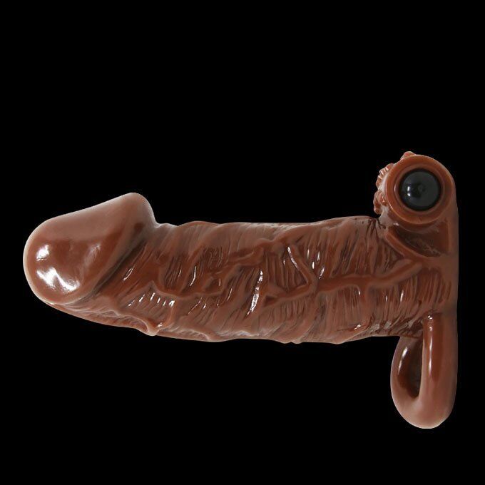 Black Add 2" Vibrating Penis Extension Extender Sleeve Sheath Enhancer Enlarger