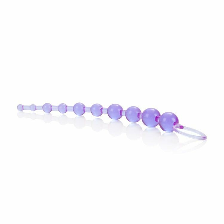 Graduated Bendable Flexible Jelly X-10 Anal Beads Butt Plug w/ Retrieval Ring
