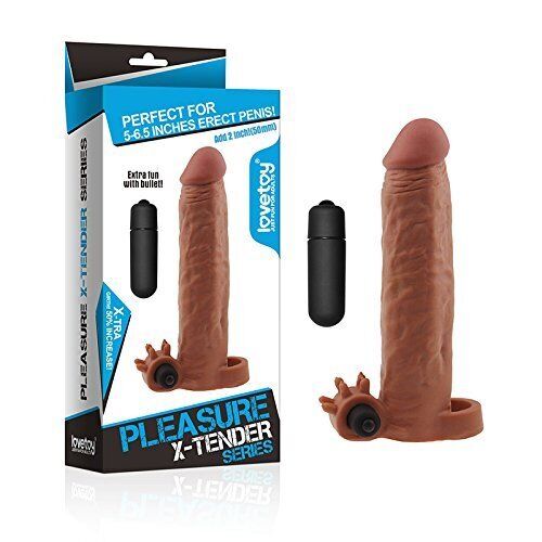 Add 2" Cock Length Vibrating Black Penis Extender Extension Sleeve Sheath