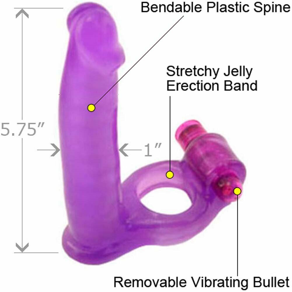 Double Penetrator Penetration Vibrating Cock Ring Vaginal Anal Sex Dildo Dong