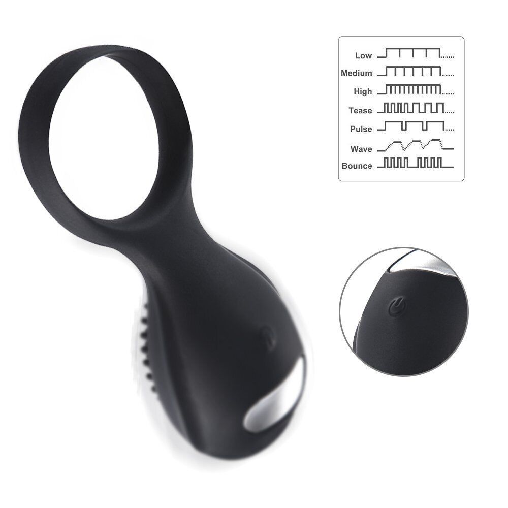 Rechargeable Silicone Clit Stimulator Penis Cock Ring Sex Toys for Men Couples