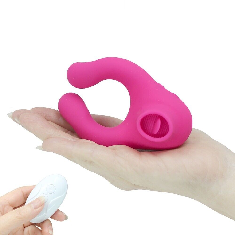Wireless Remote Control Clit Licking Vibator Penis Cock Ring Couple Sex Toys