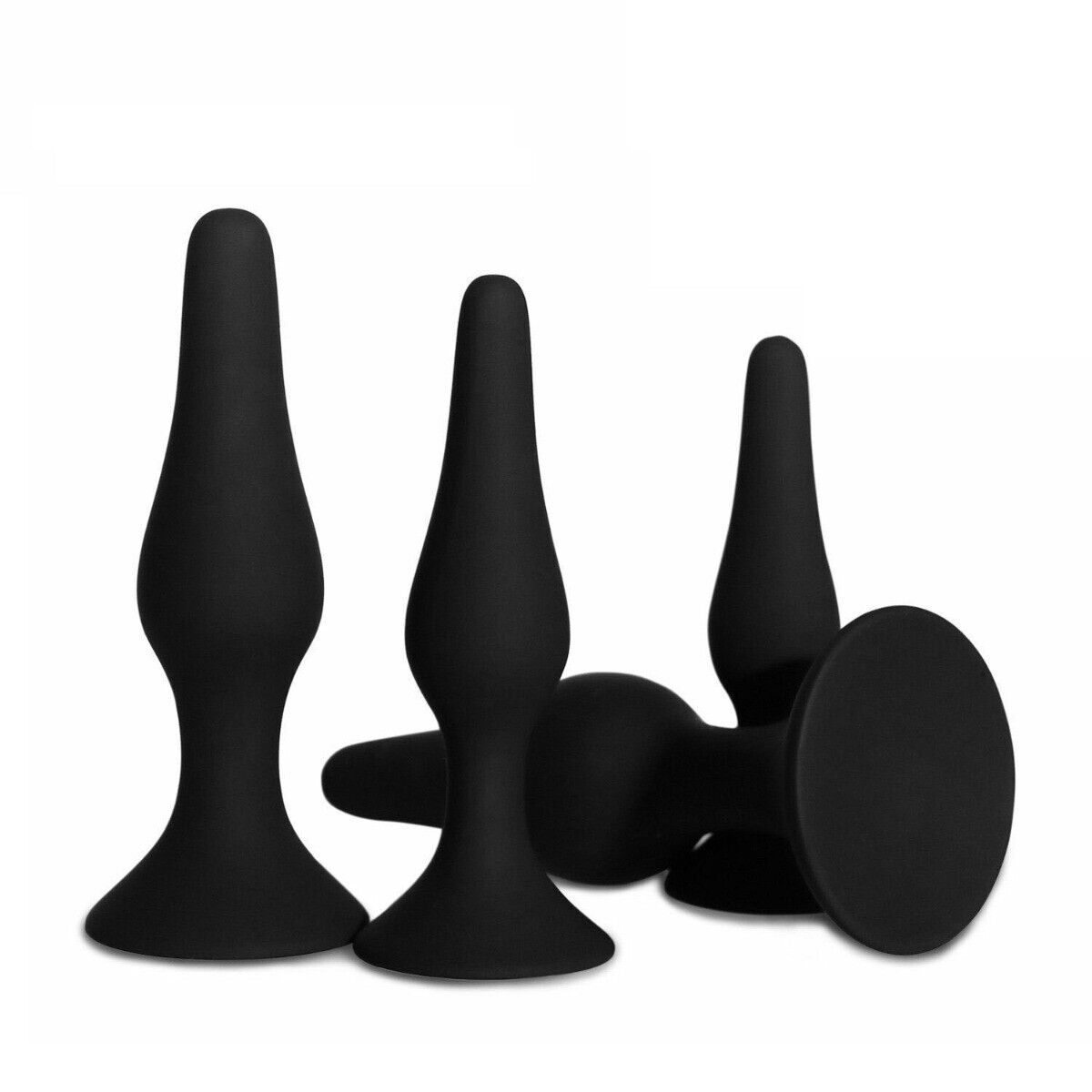 4PC Smooth Silicone Anal Play Sex Toy Butt Plug Anal Trainer Dildo Set Kit