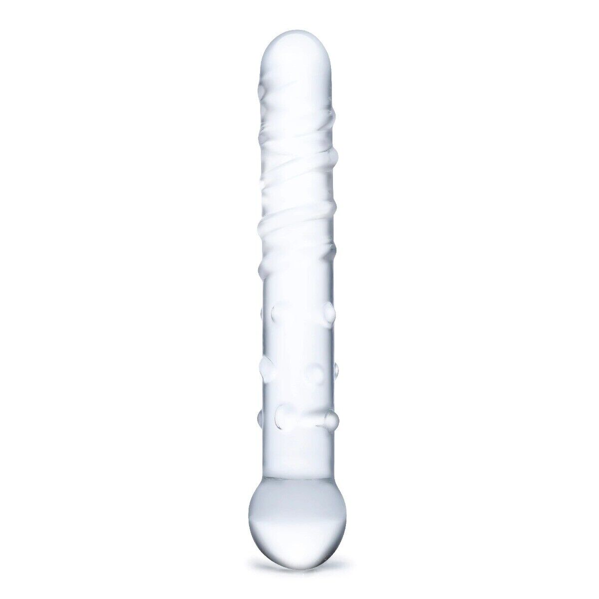 Spiraled Nubbed Glass G-spot Anal Massager Dildo Sex Toys for Men Women Couples