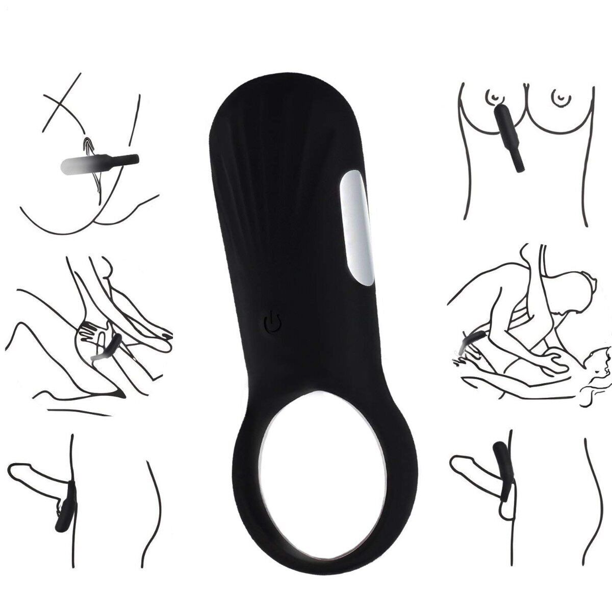 Rechargeable Vibrating Penis Cock Ring Prolong Delay Sex Toys for Men Couples