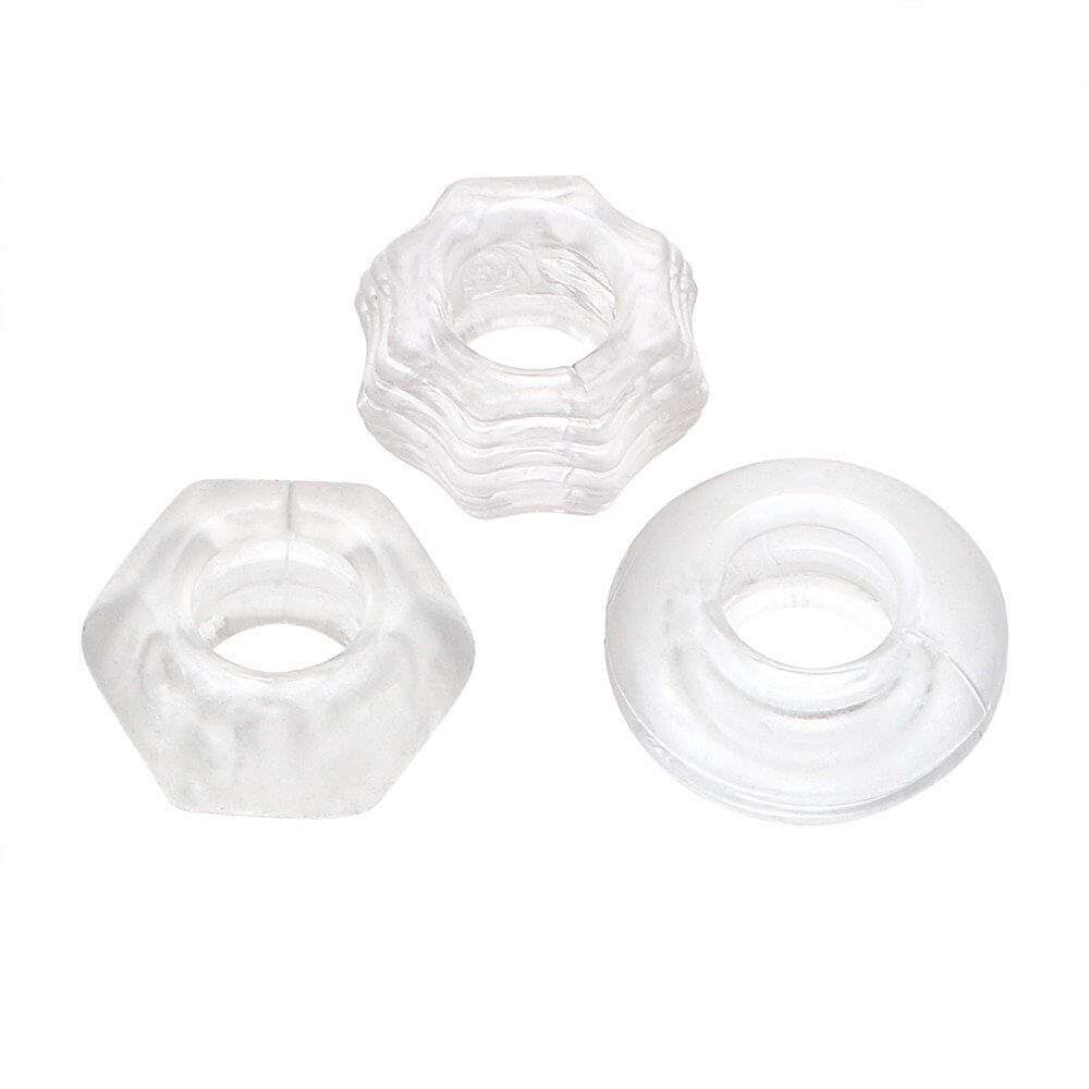 3 Soft Stretchy Thick Donut Penis Cock Ring Erection Keeper Enhancer Prolong Sex