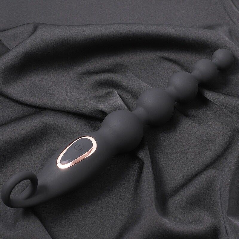 Silicone Vibrating Anal Beads Butt Plug Vibrator Sex Toys for Men Women Couples