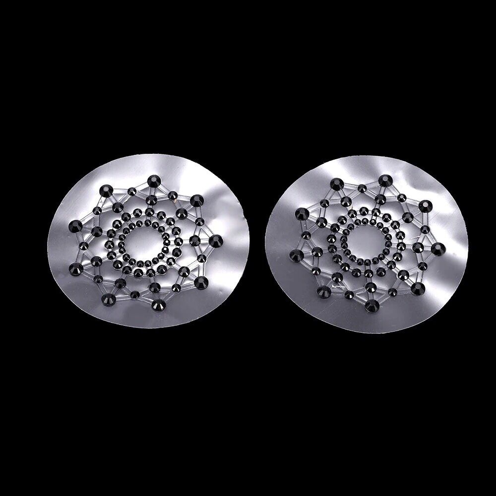 Sexy Self Adhesive Black Rhinestone Breast Nipple Pasties Sticker Body Jewelry