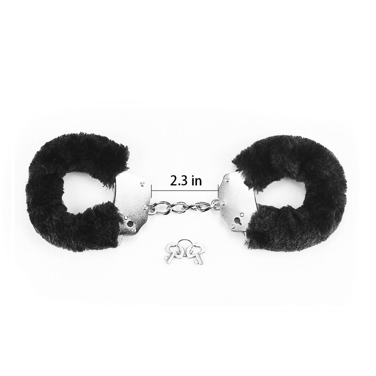 Steel Black Fuzzy Furry Handcuffs Hand Cuffs SM Bondage Sex Toy