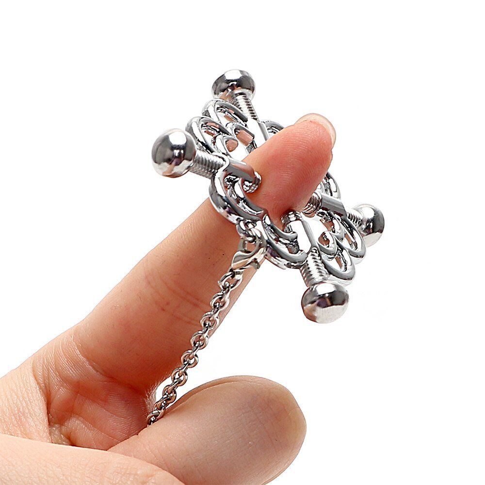 Stainless Steel Breast Nipple Clamps Clips Chain BDSM Bondage Sex Toys